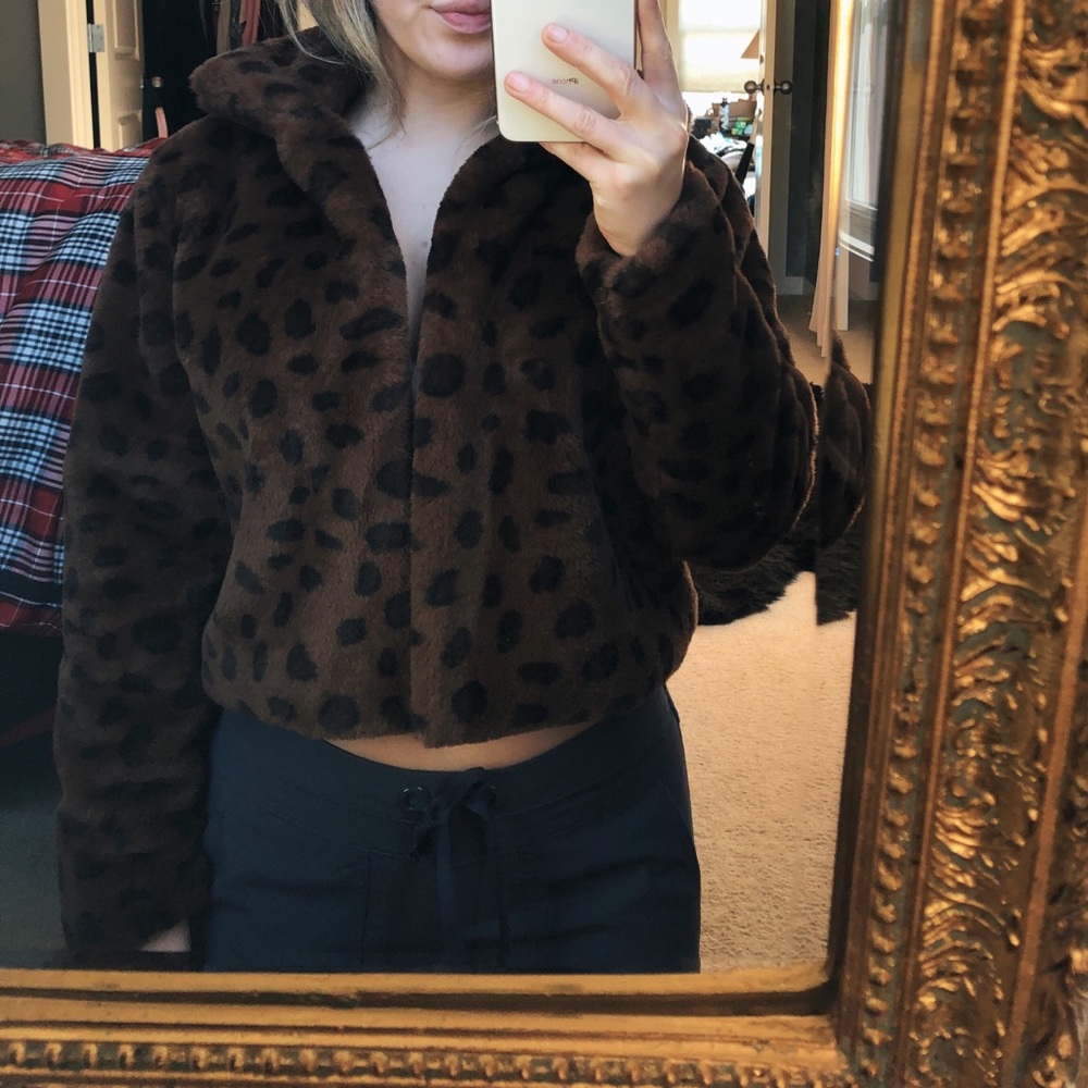 Leopard fuzzy jacket